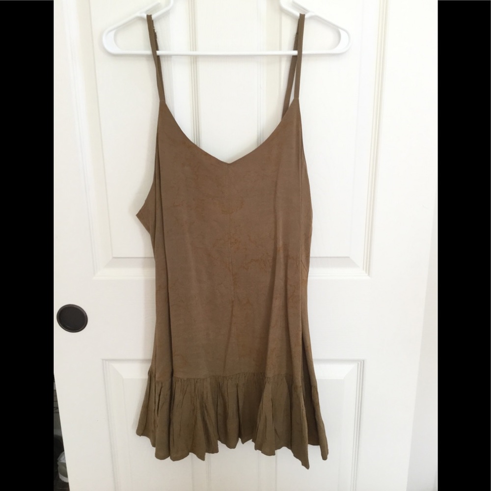 tan splotchy discolored dress